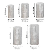 5 Sequin Mesh Cylinder Display Box Stand Covers with Geometric Pattern Embroidery