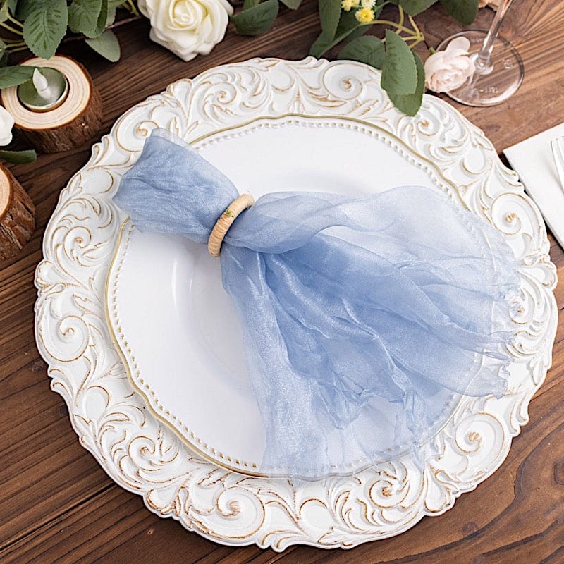 5 Sheer Crinkled Organza Wedding Napkins