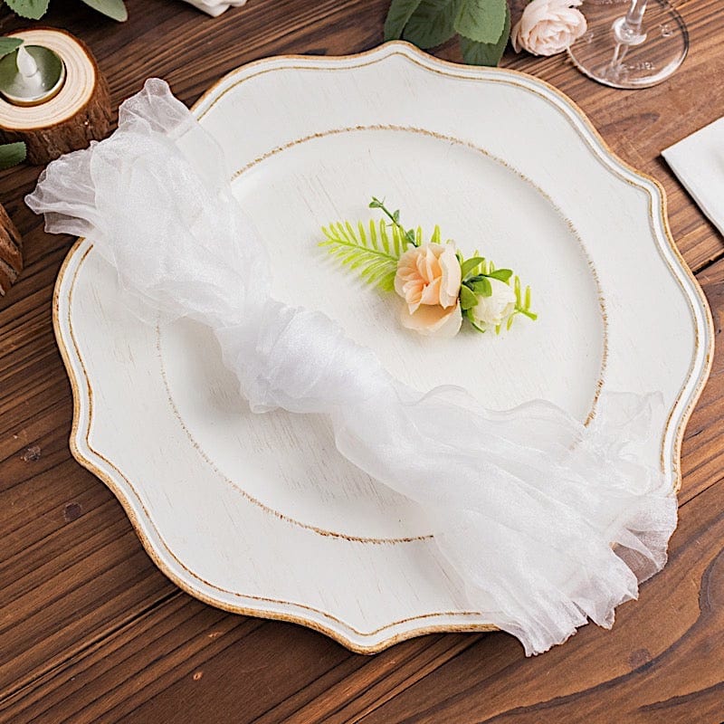 5 Sheer Crinkled Organza Wedding Napkins
