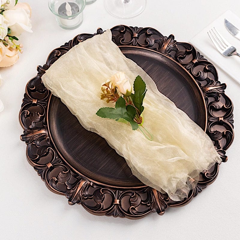 5 Sheer Crinkled Organza Wedding Napkins