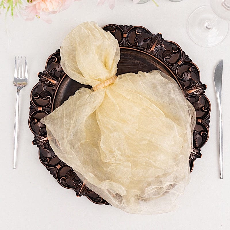 5 Sheer Crinkled Organza Wedding Napkins