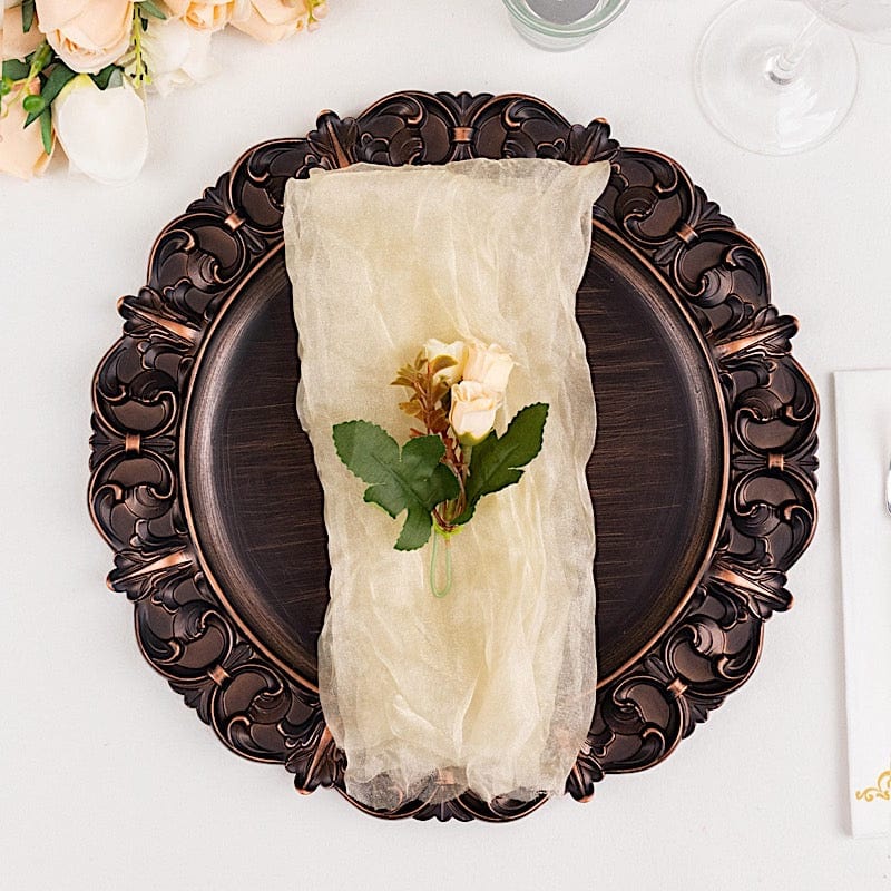 5 Sheer Crinkled Organza Wedding Napkins