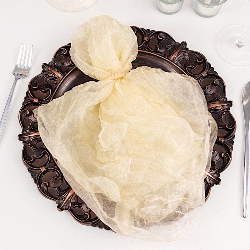 5 Sheer Crinkled Organza Wedding Napkins