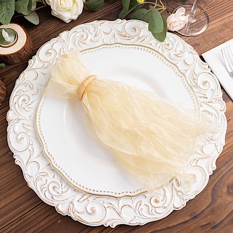 5 Sheer Crinkled Organza Wedding Napkins
