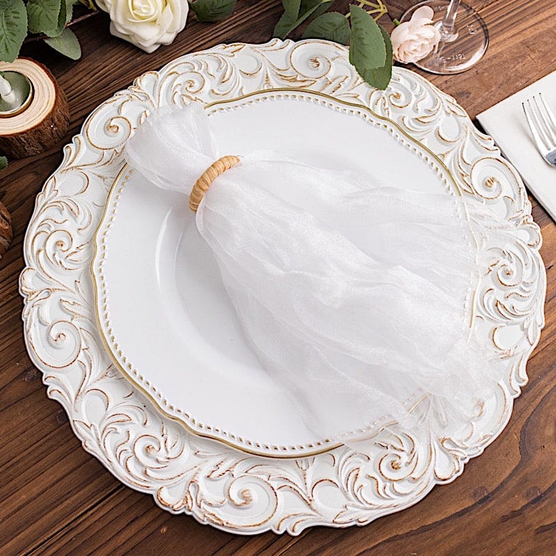 5 Sheer Crinkled Organza Wedding Napkins