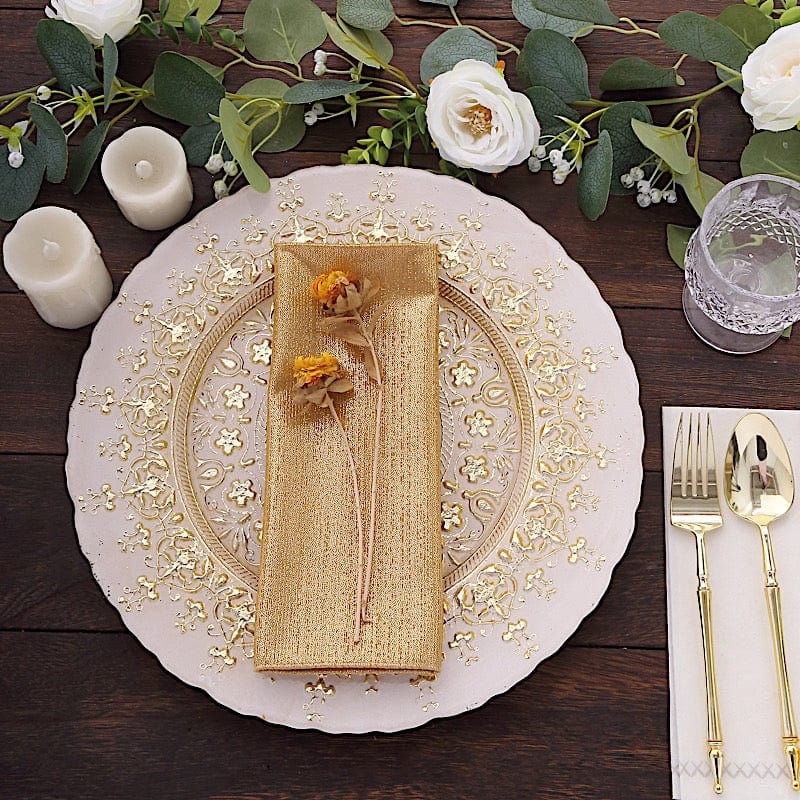 5 Shimmer 20" x 20" Sequin Dots Polyester Dinner Napkins