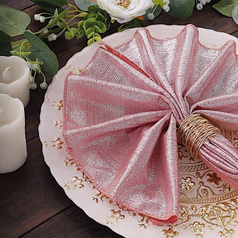 5 Shimmer 20" x 20" Sequin Dots Polyester Dinner Napkins