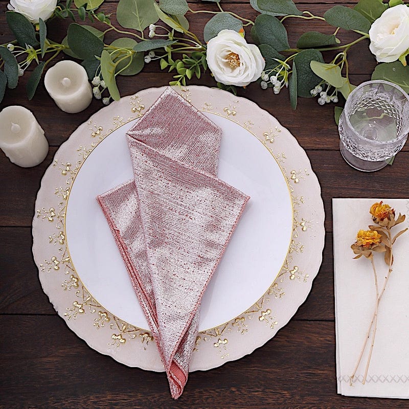 5 Shimmer 20" x 20" Sequin Dots Polyester Dinner Napkins