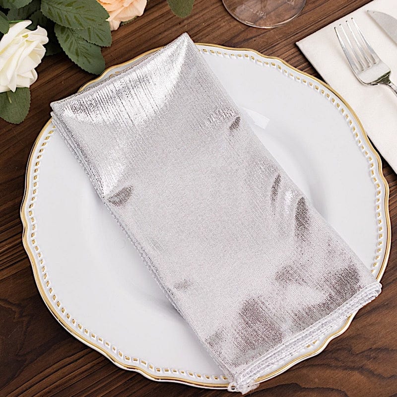 5 Shimmer 20" x 20" Sequin Dots Polyester Dinner Napkins