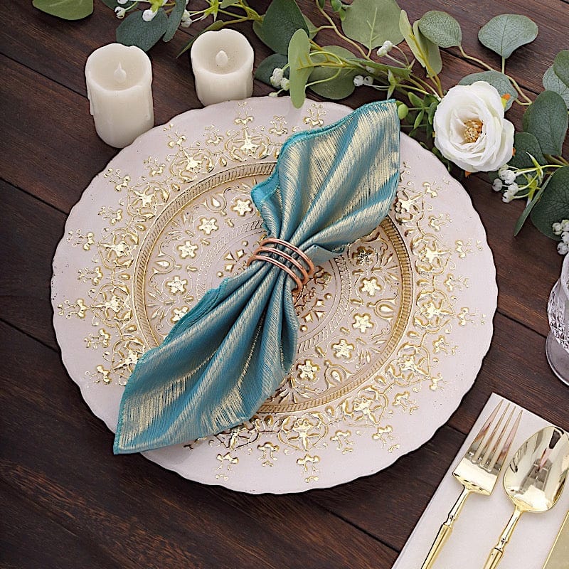 5 Shimmer 20" x 20" Sequin Dots Polyester Dinner Napkins NAP_SHIM_TURQ