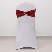 5 Shimmer Tinsel Spandex Chair Sashes with Silver Rhinestone Buckles