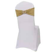 5 Shimmer Tinsel Spandex Chair Sashes with Silver Rhinestone Buckles