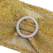 5 Shimmer Tinsel Spandex Chair Sashes with Silver Rhinestone Buckles