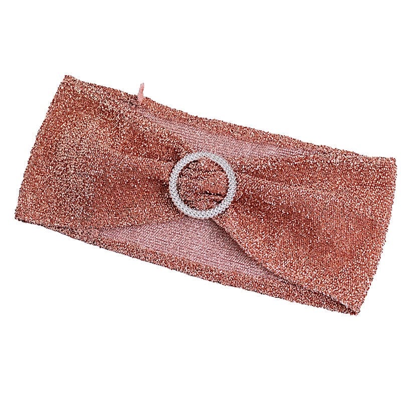 5 Shimmer Tinsel Spandex Chair Sashes with Silver Rhinestone Buckles SASH_2303_054