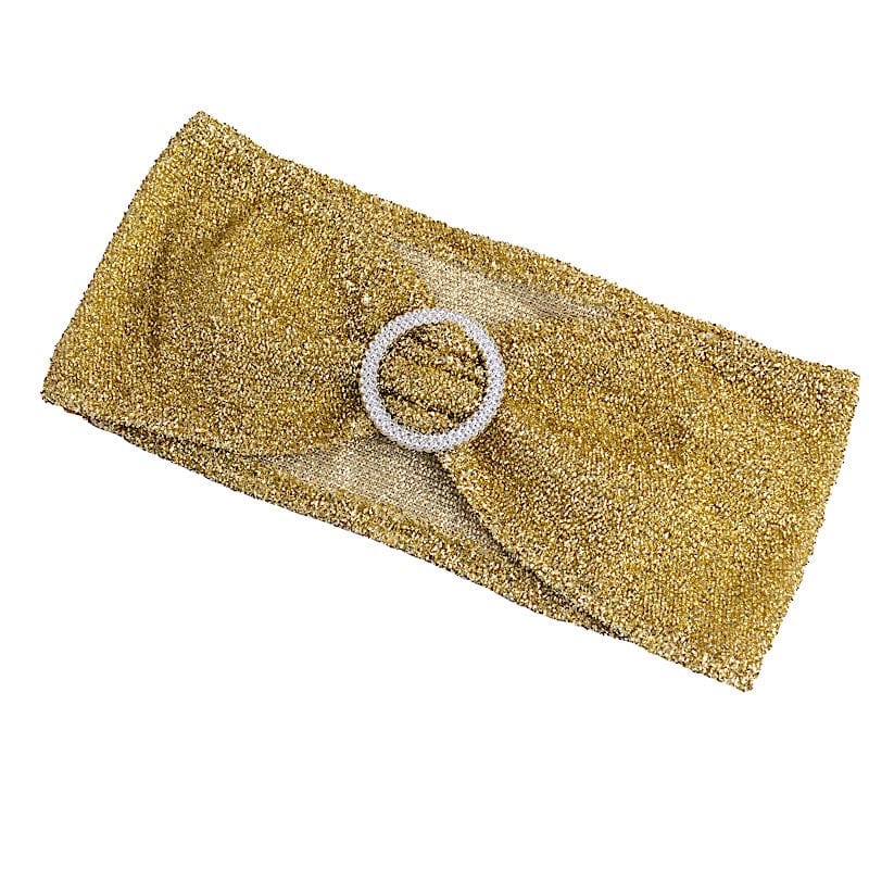 5 Shimmer Tinsel Spandex Chair Sashes with Silver Rhinestone Buckles SASH_2303_CHMP