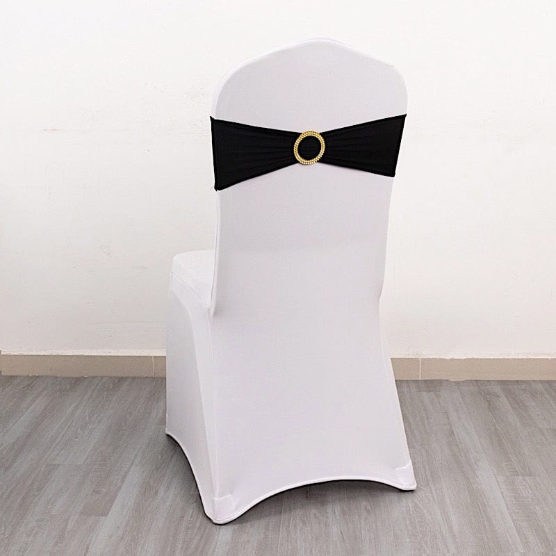 5 Spandex Chair Sashes with Gold Rhinestone Buckles