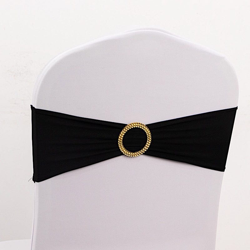 5 Spandex Chair Sashes with Gold Rhinestone Buckles