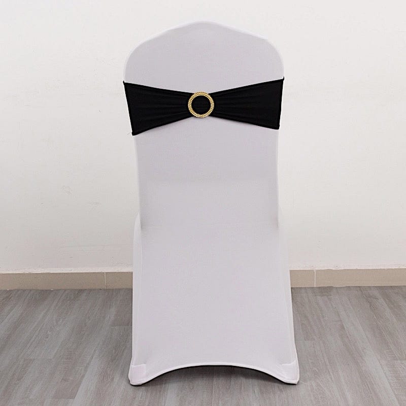 5 Spandex Chair Sashes with Gold Rhinestone Buckles