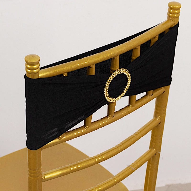 5 Spandex Chair Sashes with Gold Rhinestone Buckles