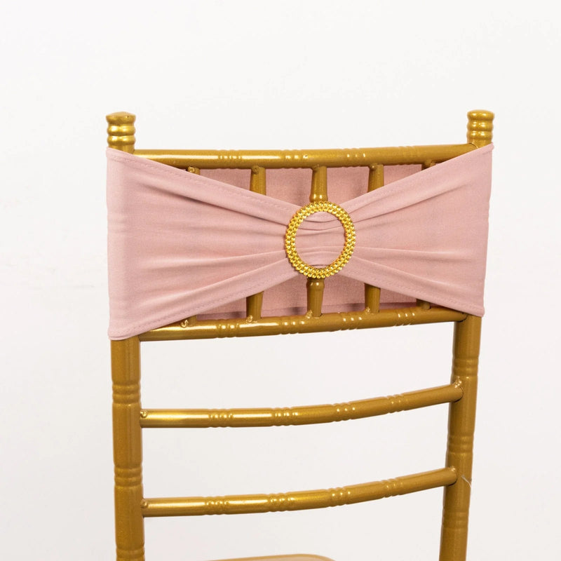 5 Spandex Chair Sashes with Gold Rhinestone Buckles