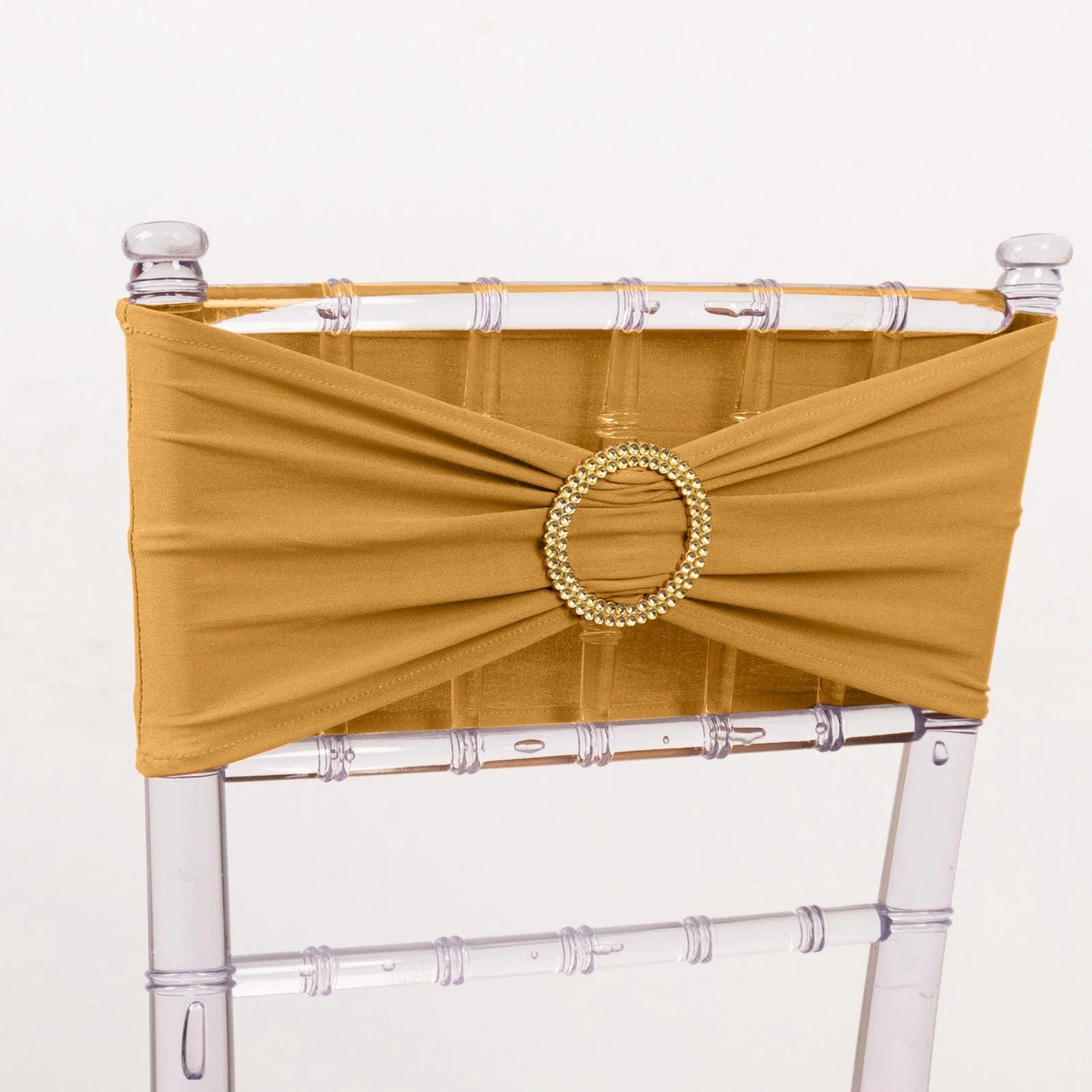 5 Spandex Chair Sashes with Gold Rhinestone Buckles