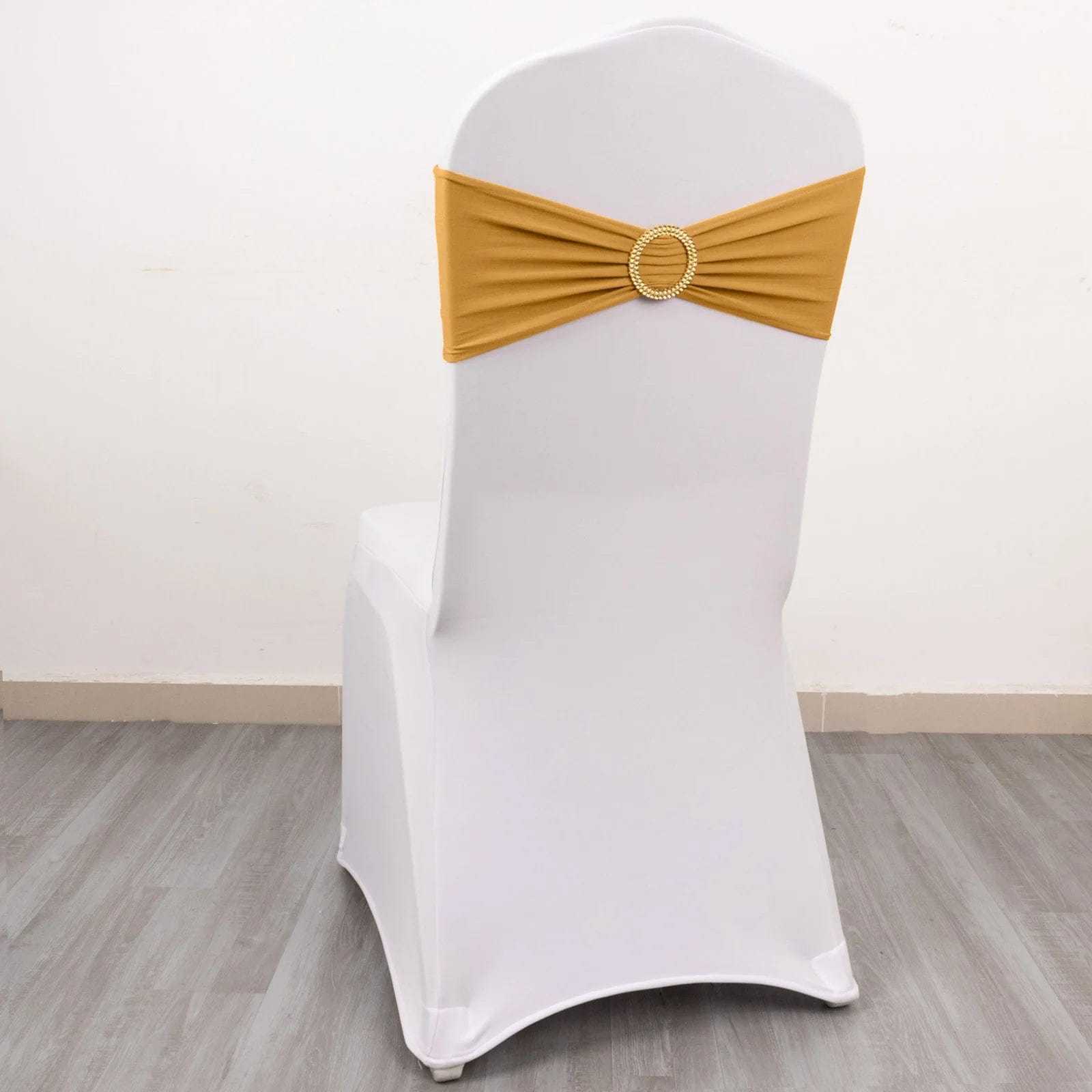 5 Spandex Chair Sashes with Gold Rhinestone Buckles