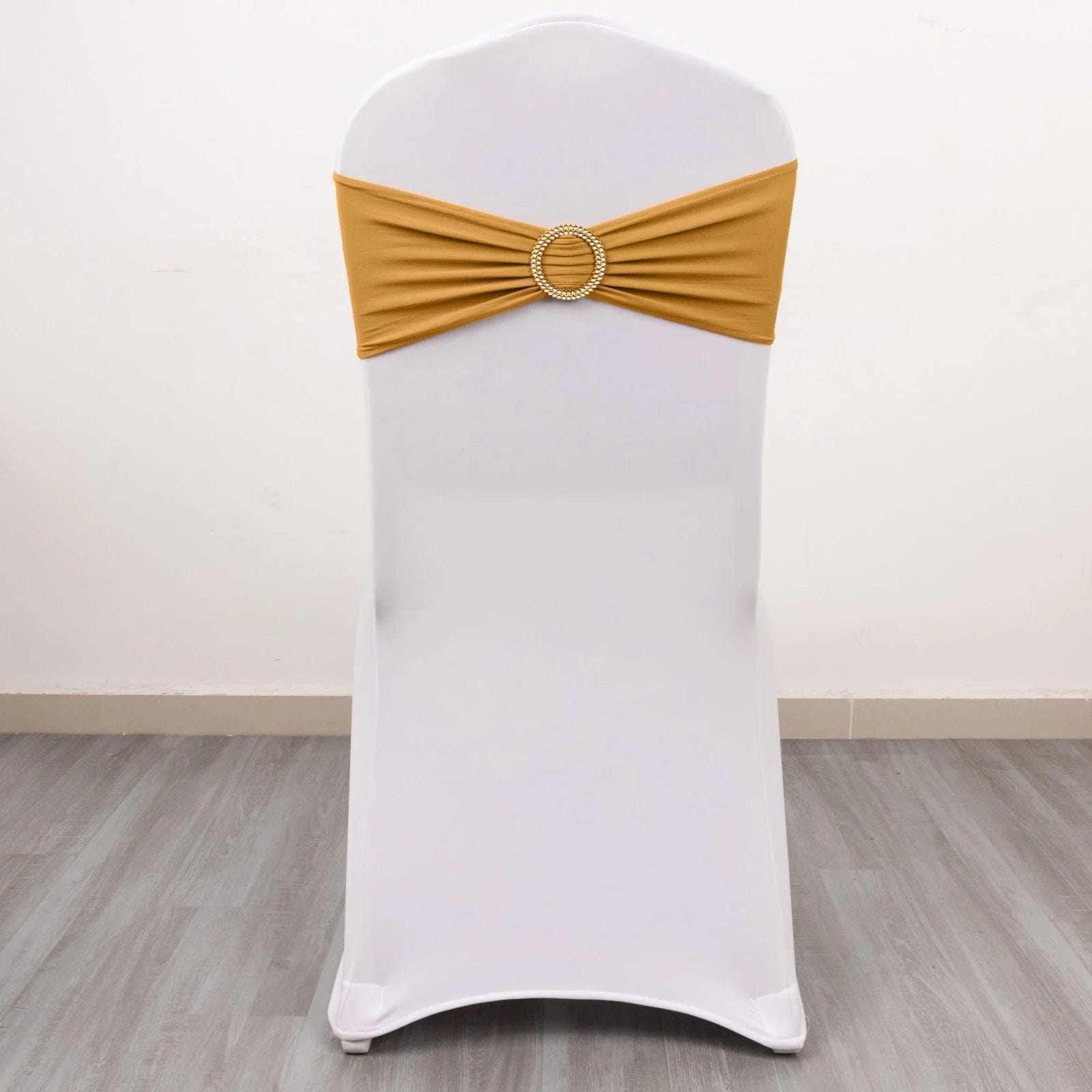 5 Spandex Chair Sashes with Gold Rhinestone Buckles