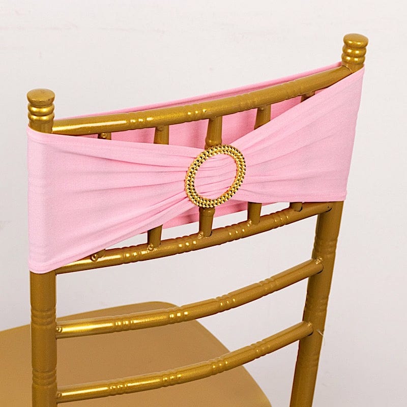 5 Spandex Chair Sashes with Gold Rhinestone Buckles