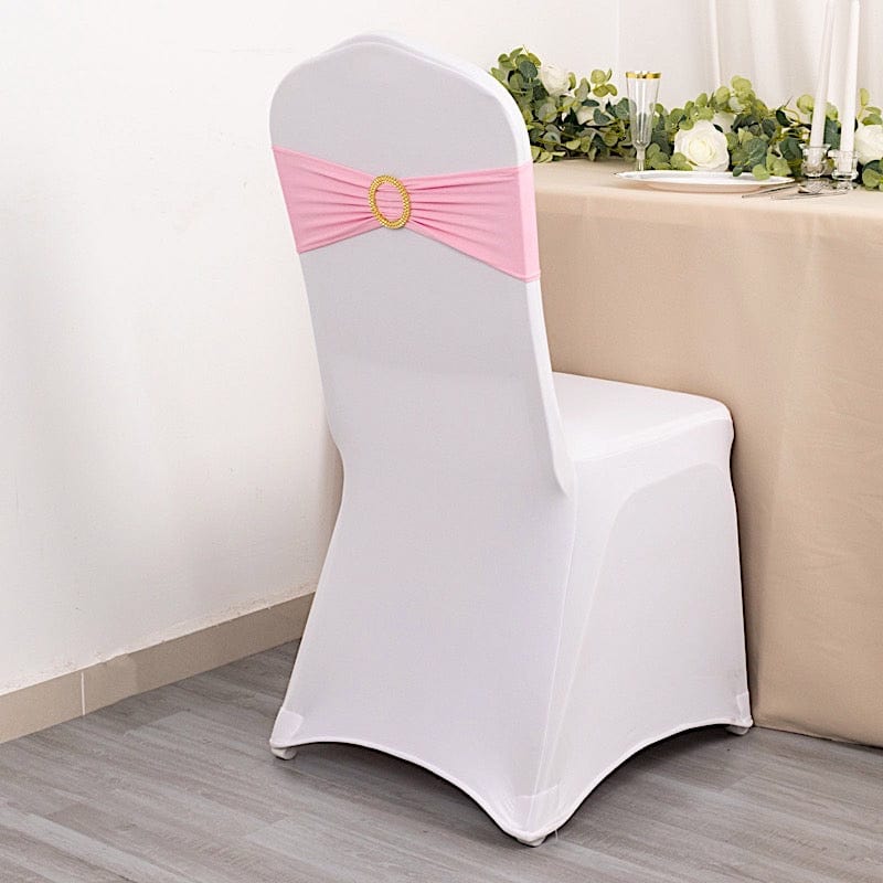 5 Spandex Chair Sashes with Gold Rhinestone Buckles