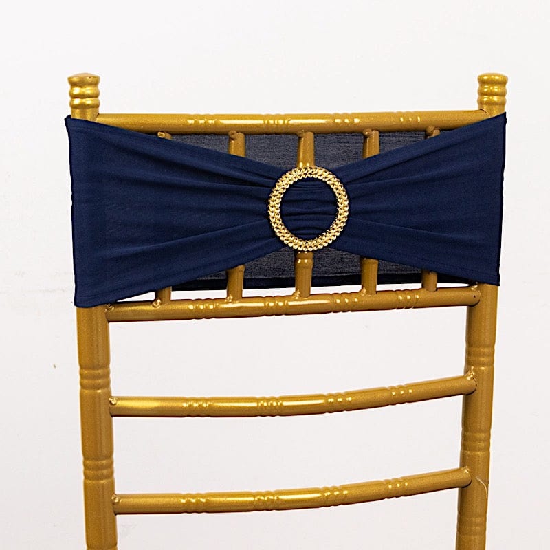 5 Spandex Chair Sashes with Gold Rhinestone Buckles