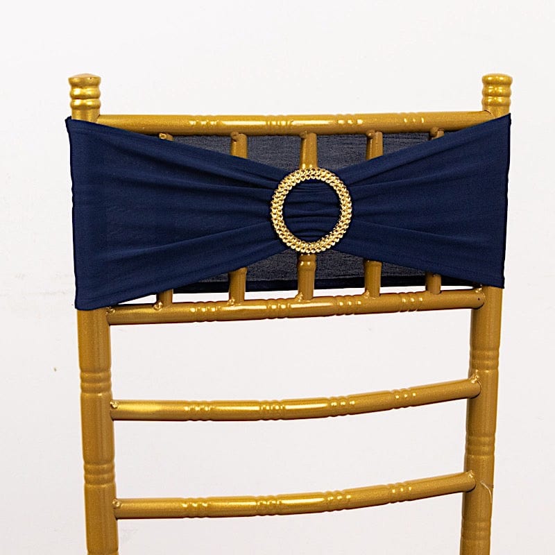 5 Spandex Chair Sashes with Gold Rhinestone Buckles