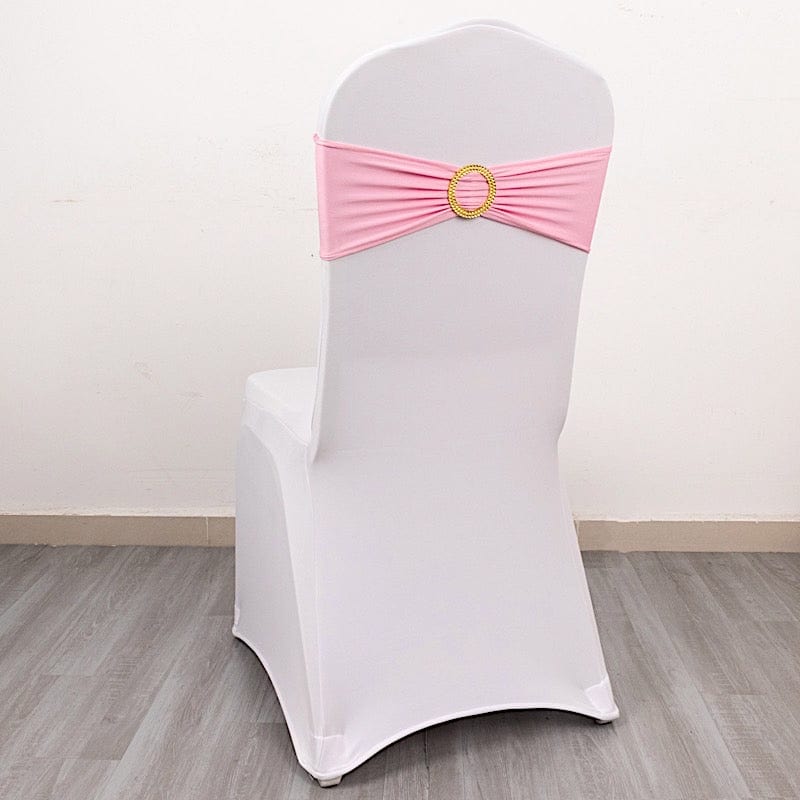 5 Spandex Chair Sashes with Gold Rhinestone Buckles