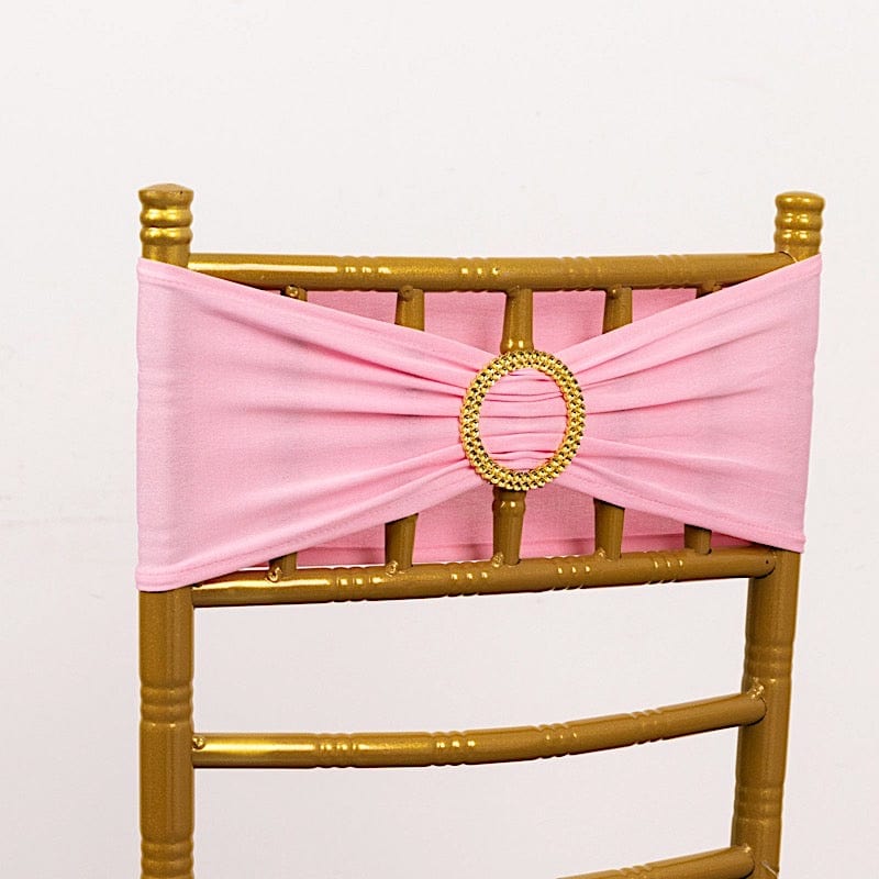 5 Spandex Chair Sashes with Gold Rhinestone Buckles