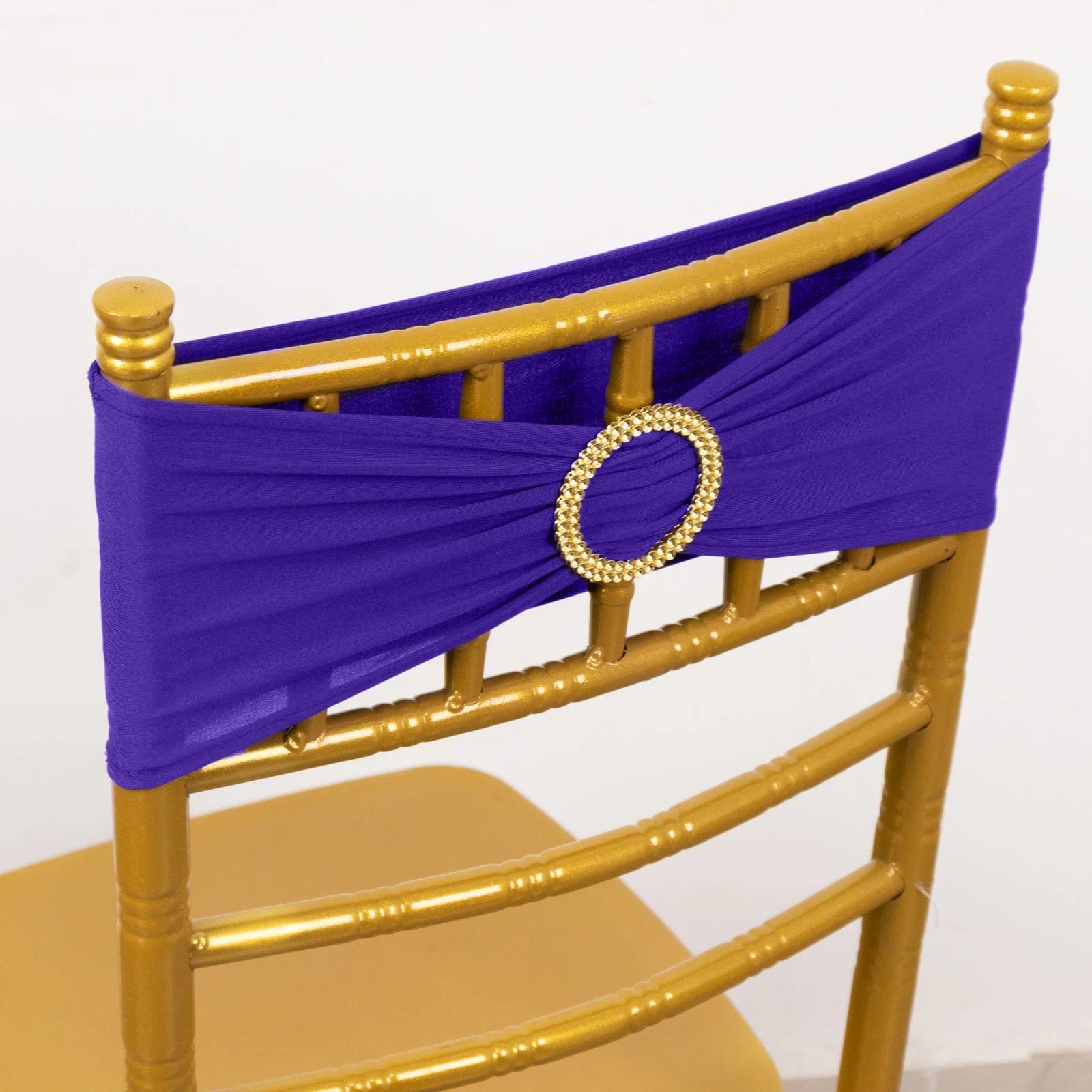 5 Spandex Chair Sashes with Gold Rhinestone Buckles