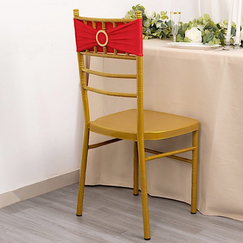 5 Spandex Chair Sashes with Gold Rhinestone Buckles