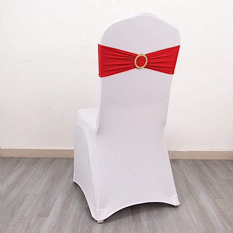 5 Spandex Chair Sashes with Gold Rhinestone Buckles