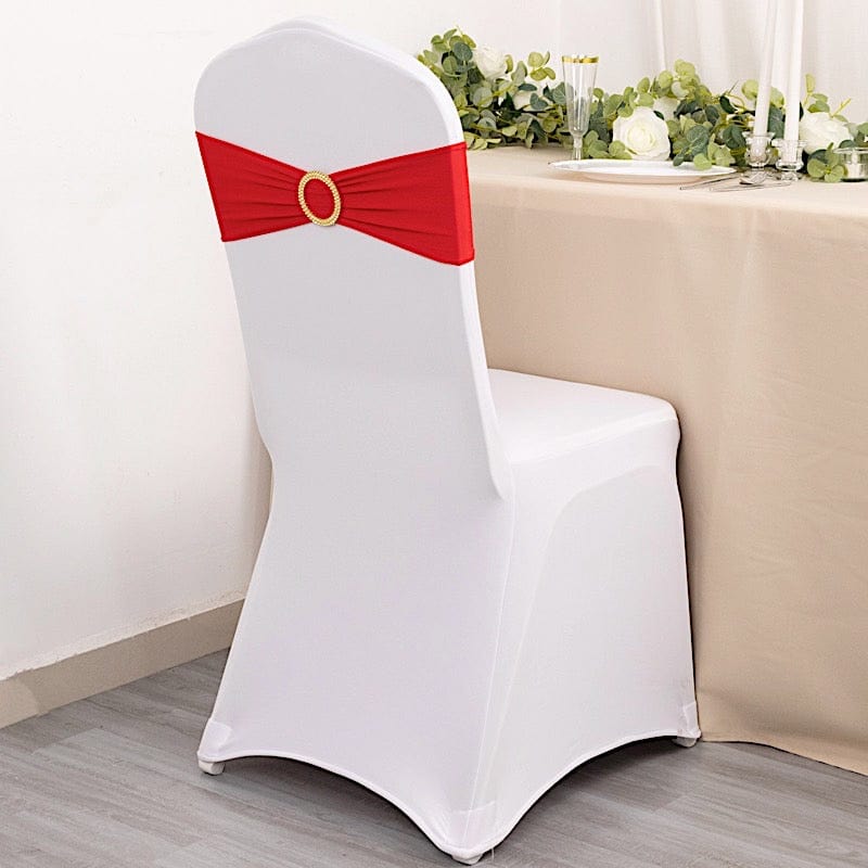 5 Spandex Chair Sashes with Gold Rhinestone Buckles