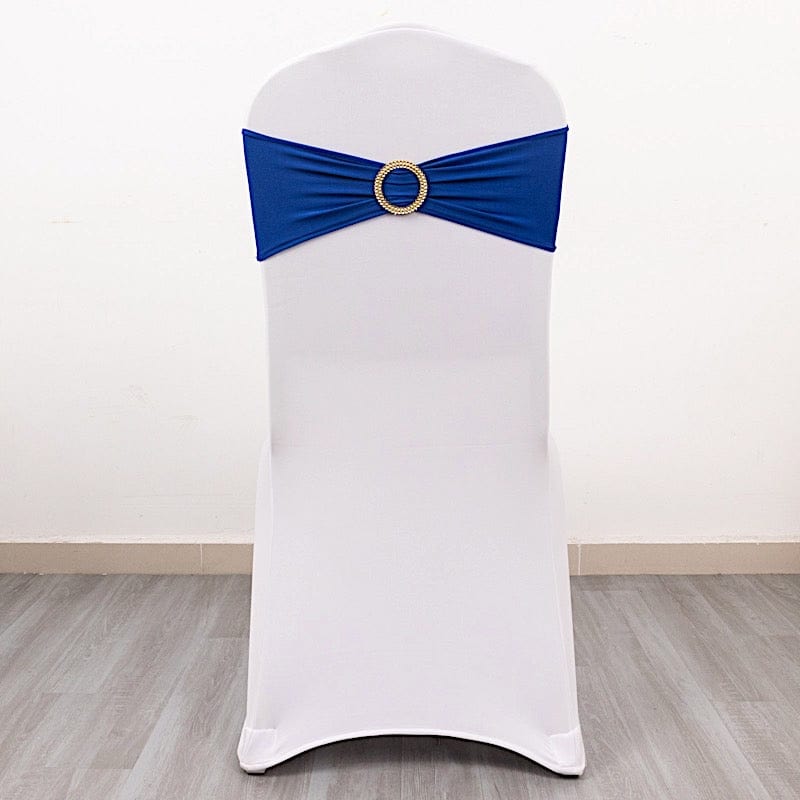 5 Spandex Chair Sashes with Gold Rhinestone Buckles