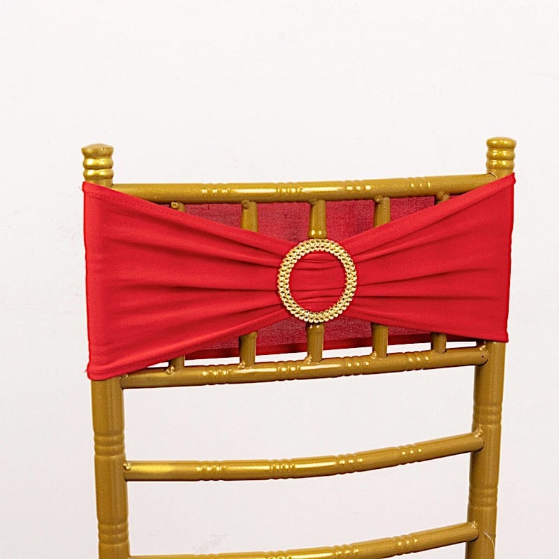 5 Spandex Chair Sashes with Gold Rhinestone Buckles