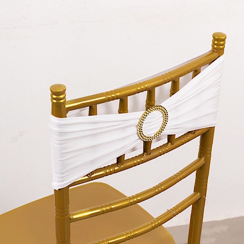 5 Spandex Chair Sashes with Gold Rhinestone Buckles