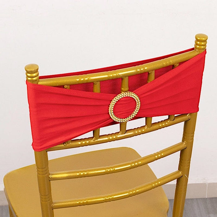5 Spandex Chair Sashes with Gold Rhinestone Buckles