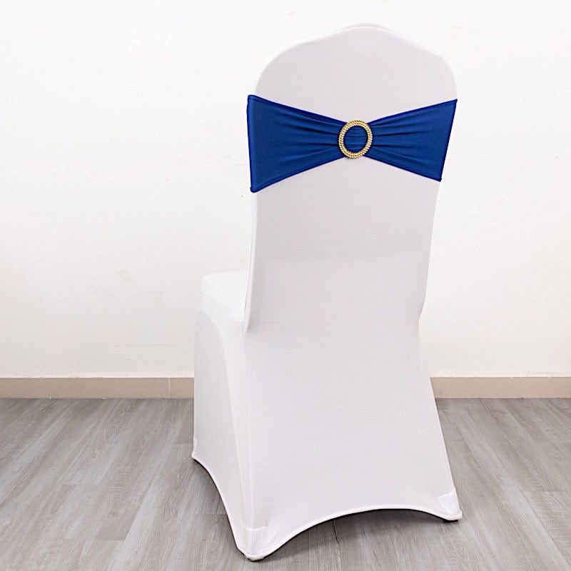 5 Spandex Chair Sashes with Gold Rhinestone Buckles