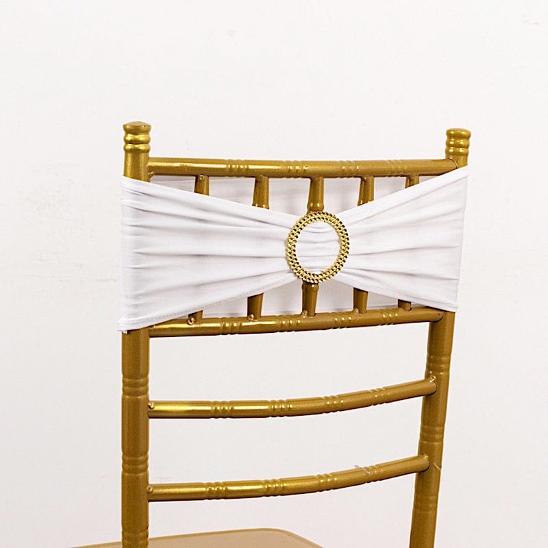 5 Spandex Chair Sashes with Gold Rhinestone Buckles