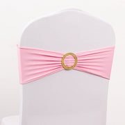 5 Spandex Chair Sashes with Gold Rhinestone Buckles SASH_SPX03G_PINK