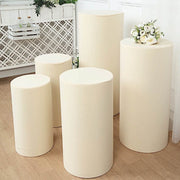 5 Spandex Cylinder Plinth Display Boxes Pedestal Stand Covers
