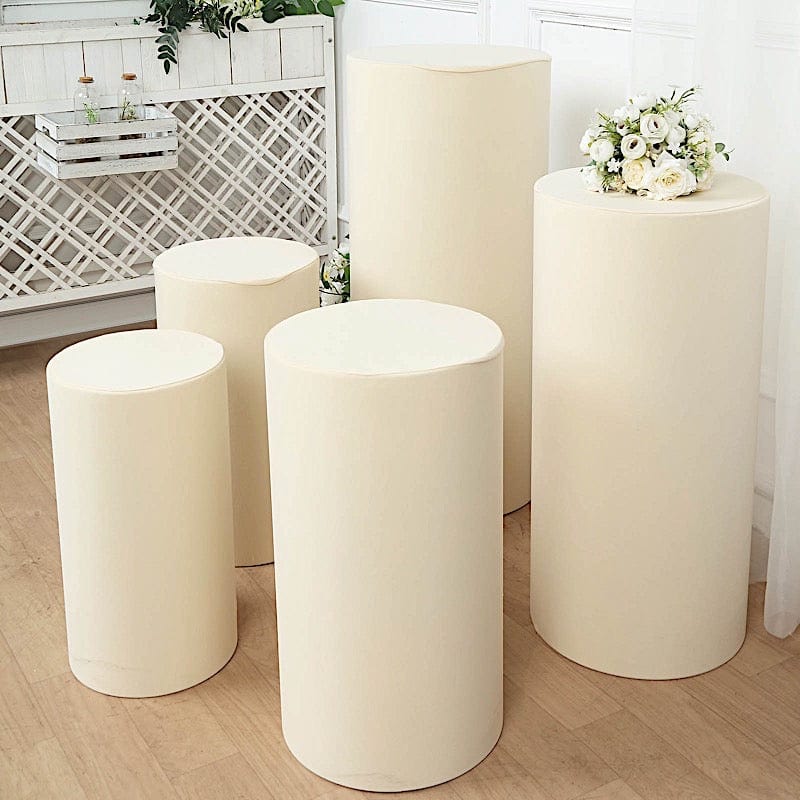 5 Spandex Cylinder Plinth Display Boxes Pedestal Stand Covers