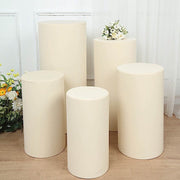 5 Spandex Cylinder Plinth Display Boxes Pedestal Stand Covers