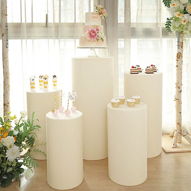 5 Spandex Cylinder Plinth Display Boxes Pedestal Stand Covers