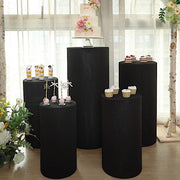 5 Spandex Cylinder Plinth Display Boxes Pedestal Stand Covers
