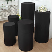5 Spandex Cylinder Plinth Display Boxes Pedestal Stand Covers
